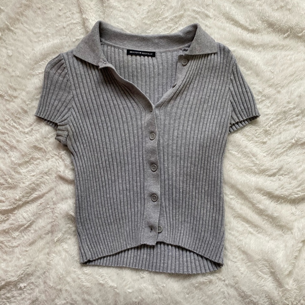RARE Brandy Melville Fitted Ribbed Polo